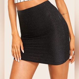 Garage Black Metallic Bodycon Mini Skirt